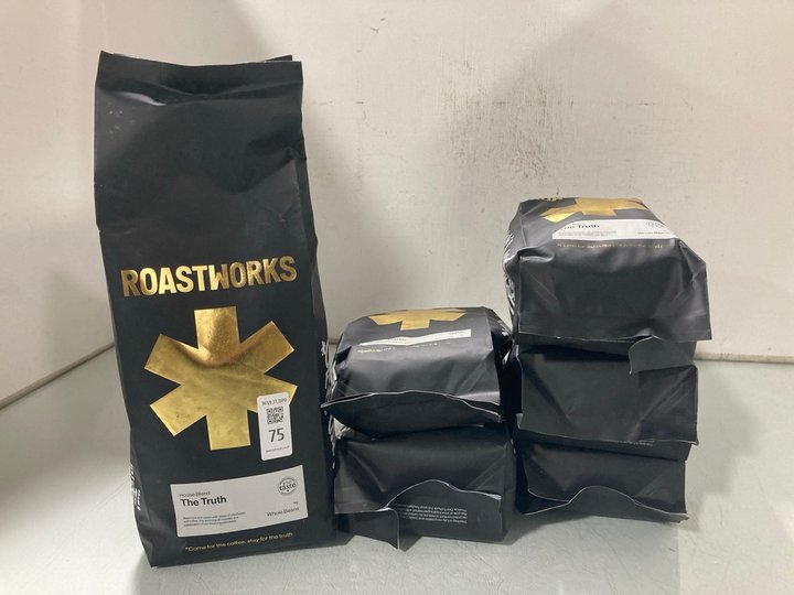 Lot 75  
            Marchington SR13 - Parcel Delivery Only 

                
QTY OF ROASTWORKS THE TRUTH WHOLE COFFEE BEANS 1KG - BB: 05/26: LOCATION - WH2