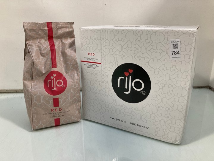 Lot 784  
            Marchington SR13 - Parcel Delivery Only 

                
BOX OF 6 RIJO 1KG RED NATURAL WHOLE ROASTED COFFEE BEANS - BBE 5/27: LOCATION - G11
