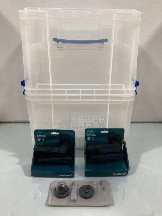 Lot 805  
            Marchington SR13 - Parcel Delivery Only 

                
QTY OF ASSORTED ITEMS TO INCLUDE GOODHOME IRVIL INTERIOR ROSE DOOR HANDLES IN BLA...