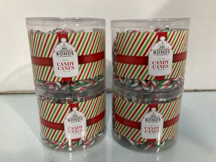 Lot 909  
            Marchington SR13 - Parcel Delivery Only 

                
4 X 250 PIECE TUBS OF BONDS OF LONDON CHRISTMAS CANDY CANE CONFECIONARY-BBE 07/27...