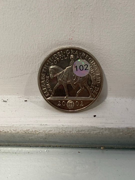 Lot 932  
            Marchington SR13 - Parcel Delivery Only 

                
2002 GOLDEN JUBILEE COMMEMORATIVE FIVE POUND COIN: LOCATION - F17