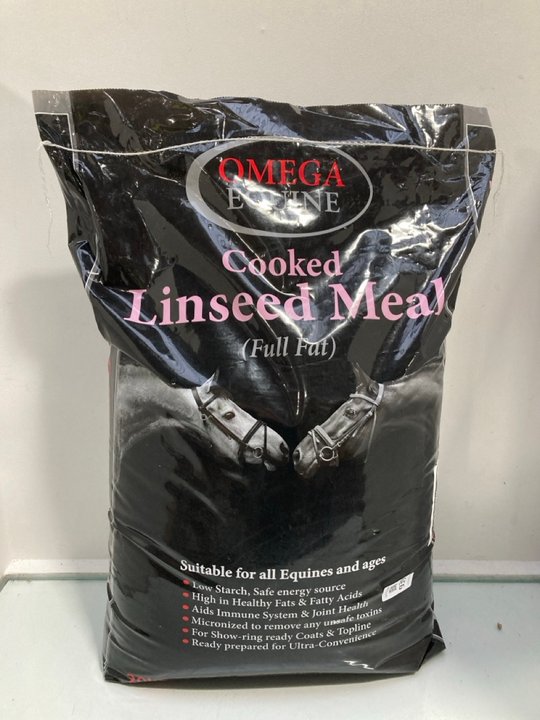 Lot 939  
            Marchington SR13 - Parcel Delivery Only 

                
PACK OF OMEGA EQUINE 20KG COOKED LINSEED MEAL - BBE 6/26: LOCATION - G7
