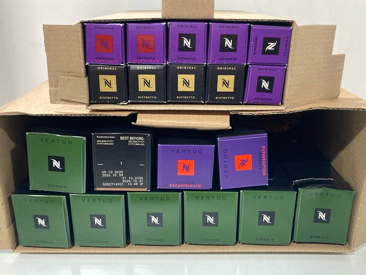 Lot 983  
            Marchington SR13 - Parcel Delivery Only 

                
QTY OF ASSORTED NESPRESSO COFFEE PODS TO INCLUDE VERTUO RICH CHOCOLATE-BBE 10/26:...