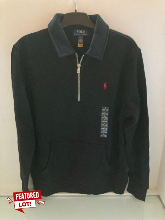 Lot 1002  
            Marchington SR10 - Parcel Delivery Only 

                
RALPH LAUREN POLO CLASSICS CHILDRENS FLEECE ZIP NECK FLEECE IN BLACK SIZE: 14-16 ...