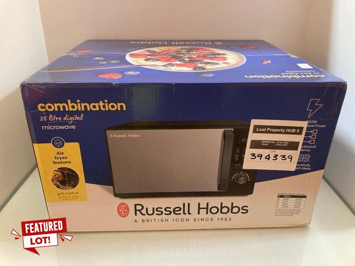 Lot 1012  
            Marchington SR10 - Parcel Delivery Only 

                
RUSSELL HOBBS COMBINATION 25 LITRE DIGITAL MICROWAVE MODEL: RHMAF2506B ORIGINAL R...