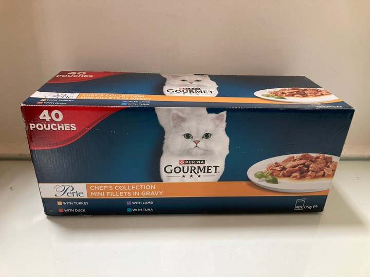 Lot 1021  
            Marchington SR10 - Parcel Delivery Only 

                
PACK OF 40 POUCHES OF PURINA GOURMET CHEFS COLLECTION CAT FOOD BBE: 08/27: LOCATI...