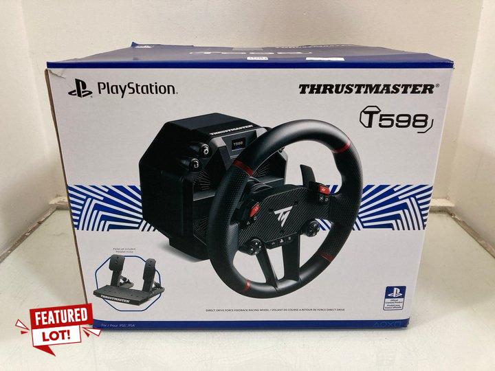 Lot 1081  
            Marchington SR10 - Parcel Delivery Only 

                
THRUSTMASTER PLAYSTATION T598 WHEEL & PEDAL SET ORIGINAL RRP: £450: LOCATION - DR9