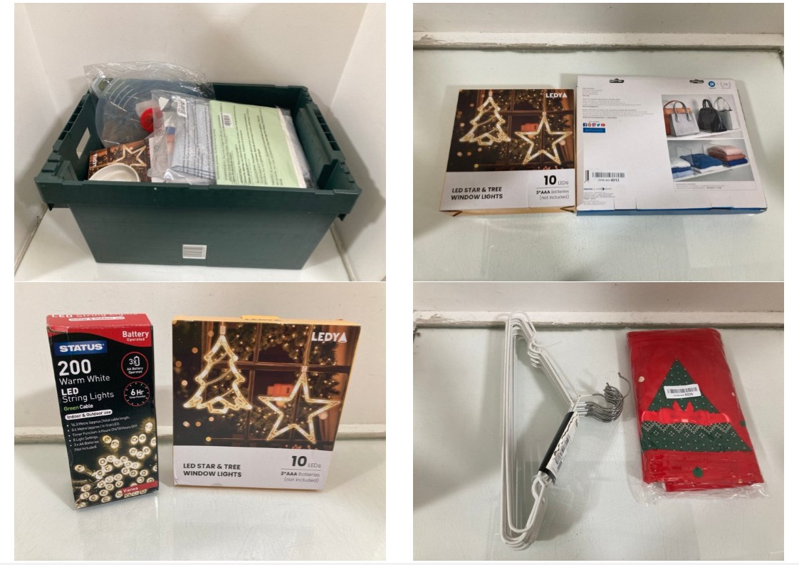 Lot 1096  
            Marchington SR10 - Parcel Delivery Only 

                
QTY OF ASSORTED ITEMS TO INCLUDE LEDYA LED STAR & TREE LED CHRISTMAS LIGHTS: LOCA...