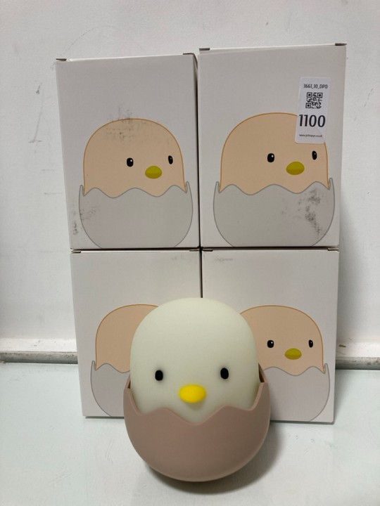 Lot 1100  
            Marchington SR10 - Parcel Delivery Only 

                
4 X EGGSHELL EMOTION LAMP/NIGHT LIGHTS: LOCATION - DR11