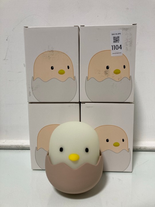 Lot 1104  
            Marchington SR10 - Parcel Delivery Only 

                
4 X EGGSHELL EMOTION LAMP/NIGHT LIGHTS: LOCATION - DR11