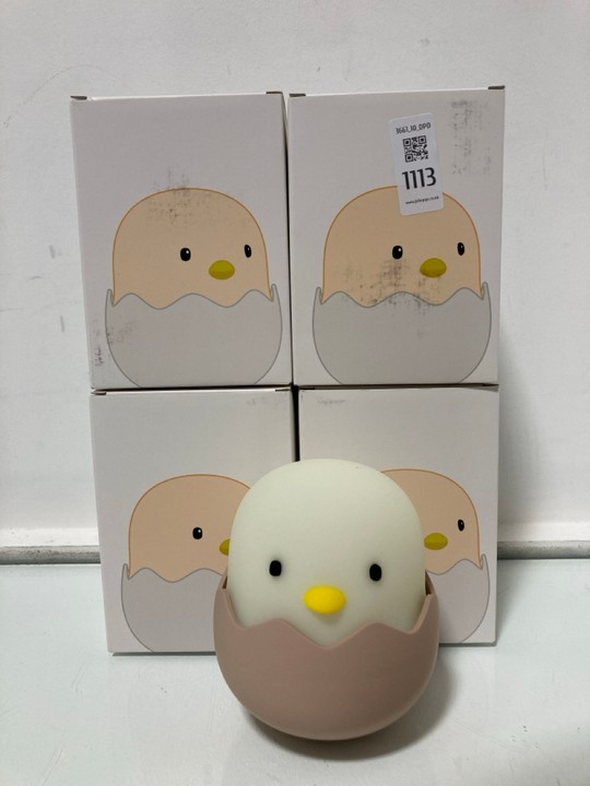 Lot 1113  
            Marchington SR10 - Parcel Delivery Only 

                
4 X EGGSHELL EMOTION LAMP/NIGHT LIGHTS: LOCATION - DR11