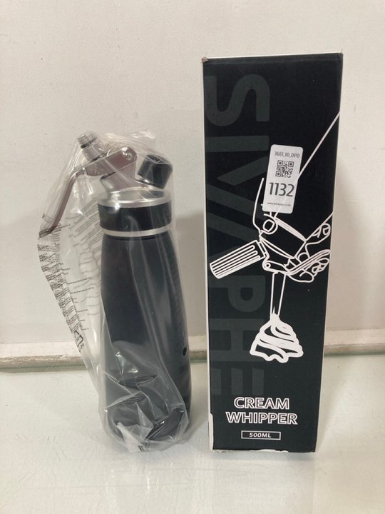 Lot 1132  
            Marchington SR10 - Parcel Delivery Only 

                
SIVAPHE 500ML CREAM WHIPPER: LOCATION - DR15