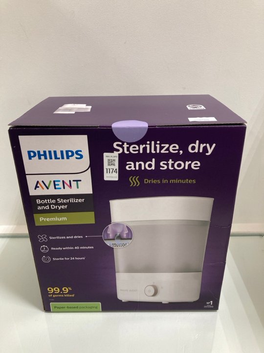 Lot 1174  
            Marchington SR10 - Parcel Delivery Only 

                
PHILIPS AVENT BOTTLE STERILIZER AND DRYER - ORIGINAL RRP £115: LOCATION - DR13