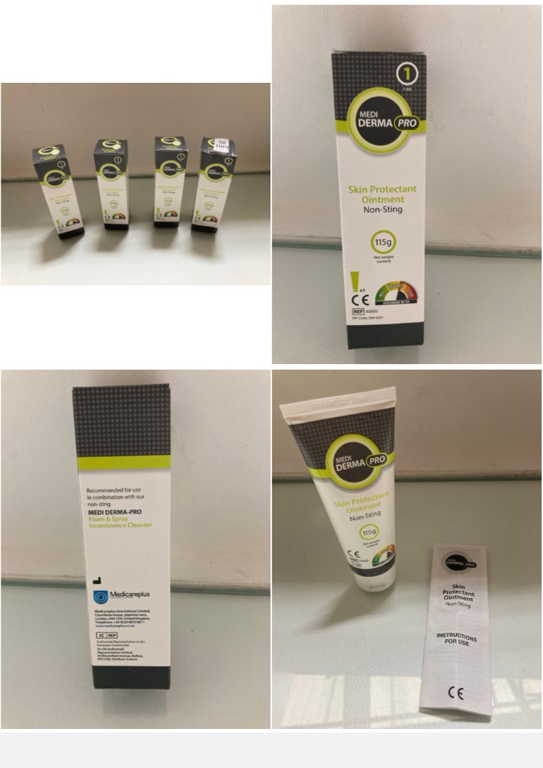 Lot 1189  
            Marchington SR10 - Parcel Delivery Only 

                
4 X BOTTLES OF MEDI DERMA PRO SKIN PROTECTANT NON-STING OINTMENT - EXP. DATE 25/0...