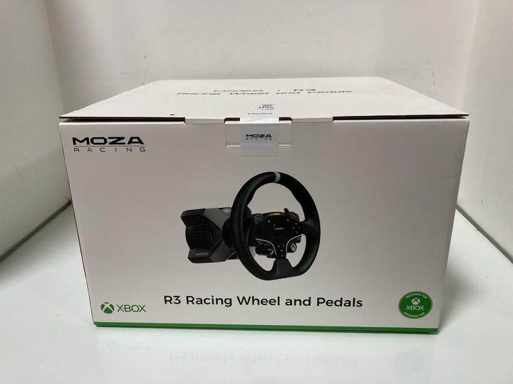 Lot 1195  
            Marchington SR10 - Parcel Delivery Only 

                
MOZA RACING R3 GAMING RACKING WHEEL AND PEDALS - ORIGINAL RRP £329: LOCATION - DR5
