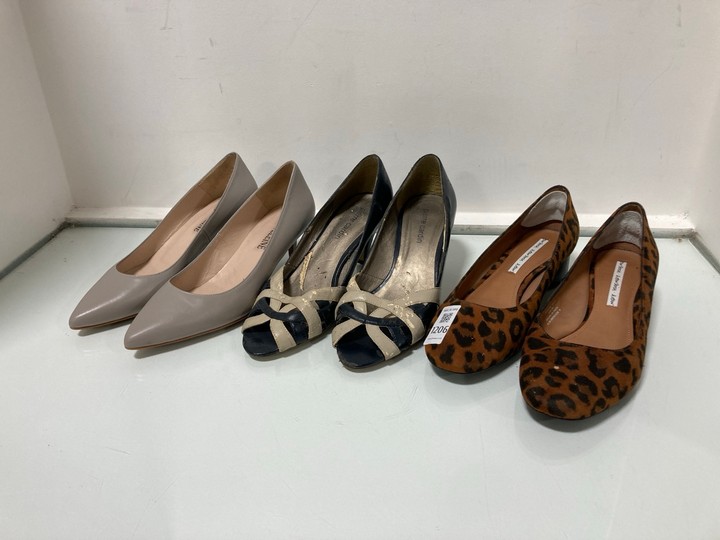 Lot 1206  
            Marchington SR10 - Parcel Delivery Only 

                
3 X ASSORTED WOMENS SHOES TO INCLUDE MADELINE HIGH HEELED SHOES IN GREY SIZE: EU ...