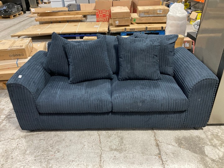 Lot 10  
            Marchington SR17 - Delivery or Collection 

                
3 SEATER JUMBO CORD SOFA IN DARK BLUE FABRIC: LOCATION - B2