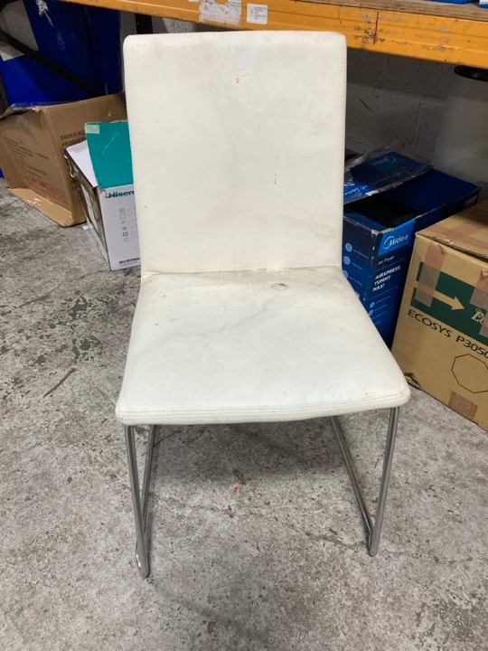 Lot 110  
            Marchington SR17 - Delivery or Collection 

                
KIRKBY WHITE FAUX LEATHER DINING CHAIR. W49 X D55 X H88 CM SEAT HEIGHT 46CM TO IN... - Image 3