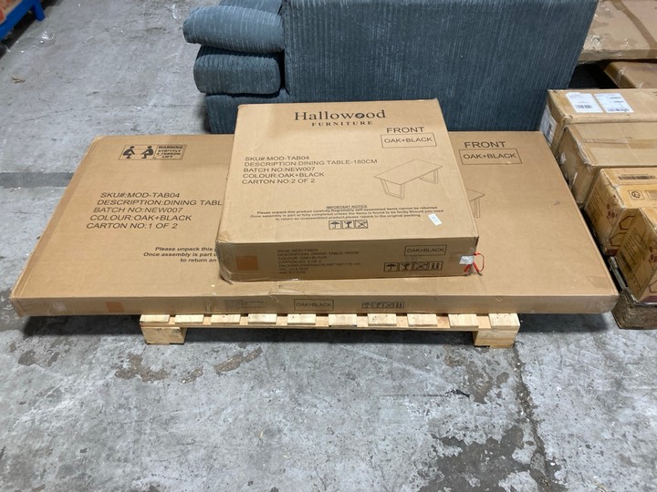 Lot 225  
            Marchington SR17 - Delivery or Collection 

                
HALLOWOOD FURNITURE 180CM DINING TABLE IN OAK AND BLACK FINISH: LOCATION - A6