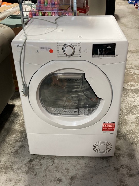 Lot 242  
            Marchington SR17 - Delivery or Collection 

                
HOOVER 9KG CONDENSER TUMBLE DRYER : MODEL HLEC9DE-80: LOCATION - B1
