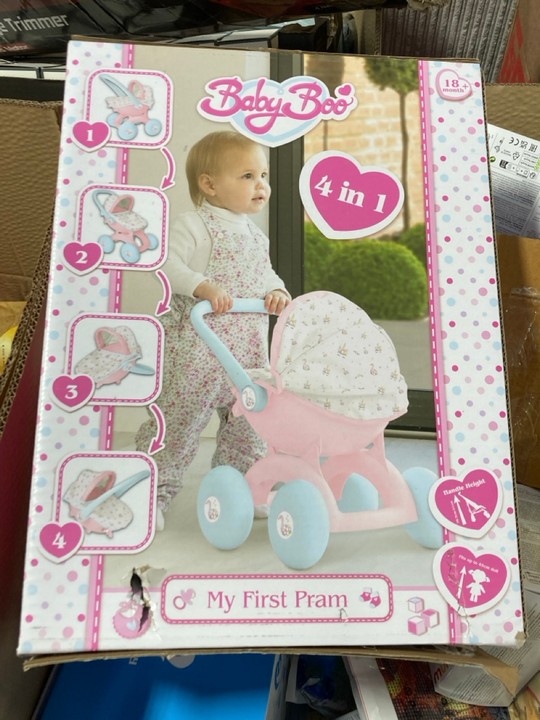 Lot 246  
            Marchington SR17 - Delivery or Collection 

                
PALLET OF ASSORTED ITEMS TO INCLUDE BABYBOO 4-IN-1 MY FIRST PRAM TOY STROLLER: LO... - Image 2