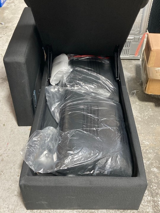 Lot 249  
            Marchington SR17 - Delivery or Collection 

                
RIGHT-HAND CHAISE-END OTTOMAN STORAGE SOFA COMPONENT IN BLACK FABRIC: LOCATION - B2 - Image 2