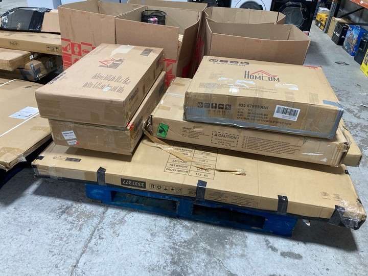 Lot 254  
            Marchington SR17 - Delivery or Collection 

                
PALLET OF ASSORTED FURNITURE COMPONENTS TO INCLUDE ARLINGTON 5-TIER BOOKCASE IN G...