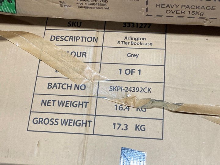 Lot 254  
            Marchington SR17 - Delivery or Collection 

                
PALLET OF ASSORTED FURNITURE COMPONENTS TO INCLUDE ARLINGTON 5-TIER BOOKCASE IN G... - Image 3