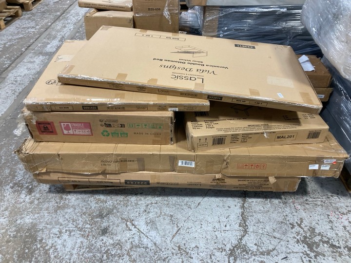 Lot 267  
            Marchington SR17 - Delivery or Collection 

                
PALLET OF ASSORTED FURNITURE TO INCLUDE LASSIC VERONICA DOUBLE OTTOMAN BED (BOX 1...