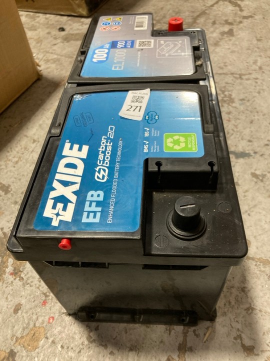 Lot 271  
            Marchington SR17 - Collection 

                
(COLLECTION ONLY) EXIDE EFB CARBON BOOST EL1000 100AH VEHICLE BATTERY: LOCATION - B5 - Image 3