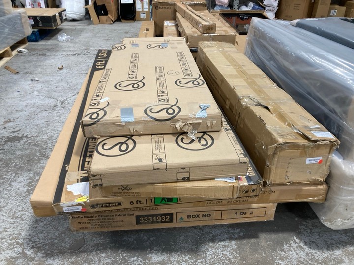 Lot 276  
            Marchington SR17 - Delivery or Collection 

                
PALLET OF ASSORTED FURNITURE COMPONENTS TO INCLUDE LIVABLISS RODOS 200 X 275CM RU... - Image 3