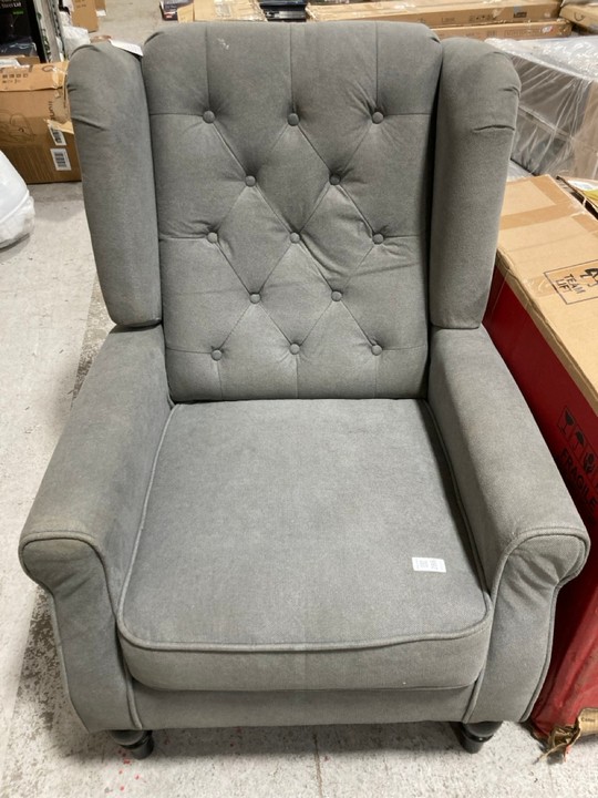 Lot 286  
            Marchington SR17 - Delivery or Collection 

                
WINGBACK ARMCHAIR IN GREY FABRIC: LOCATION - B6