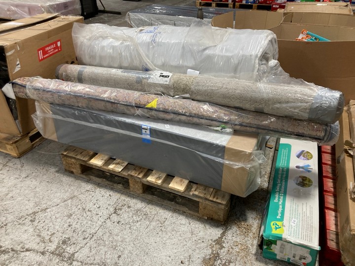 Lot 299  
            Marchington SR17 - Delivery or Collection 

                
PALLET OF ASSORTED FURNITURE ITEMS TO INCLUDE LIVABLISS ELAZIZ FLOOR RUG IN MULTI...