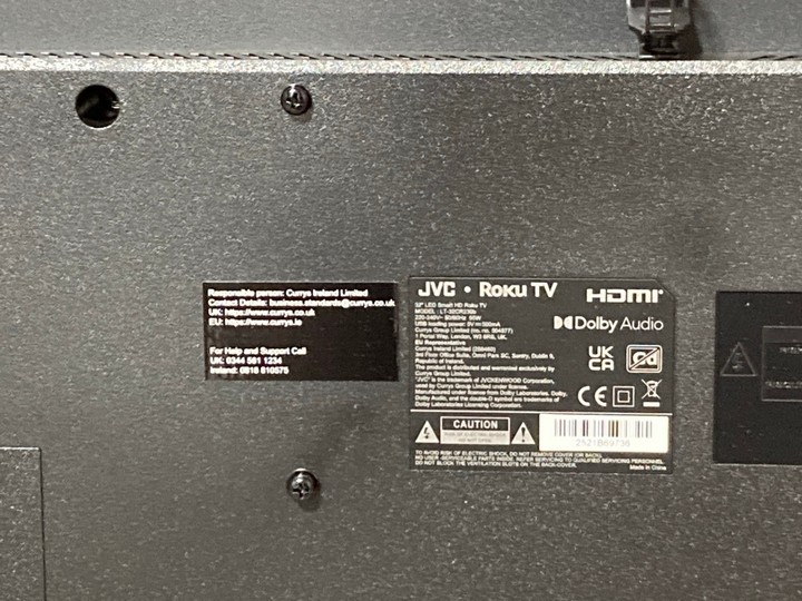 Lot 3  
            Marchington SR17 - Delivery or Collection 

                
JVC ROKU 32" SMART HD READY HDR LED TV MODEL : LT-32CR230B - ORIGINAL RRP - £139:... - Image 3