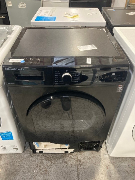 Lot 67  
            Marchington SR17 - Delivery or Collection 

                
RUSSELL HOBBS 8KG FREESTANDING CONDENSER TUMBLE DRYER MODEL : RH8CTD111B - ORIGIN...