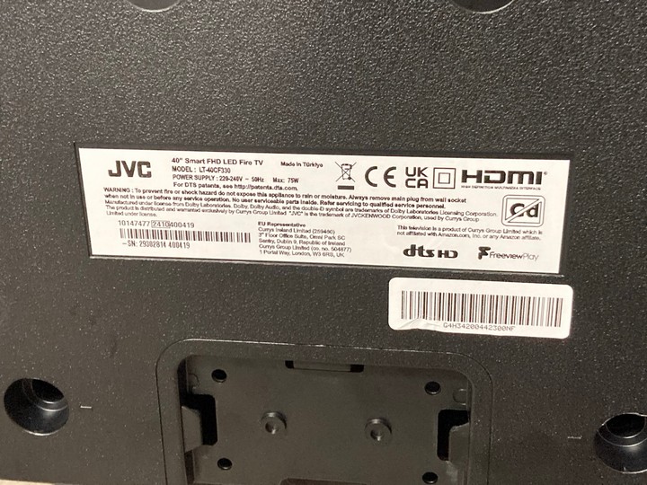 Lot 6  
            Marchington SR17 - Delivery or Collection 

                
JVC 40" SMART FHD LED FIRE TV - MODEL: LT-40CF330 - ORIGINAL RRP £199: LOCATION -... - Image 3