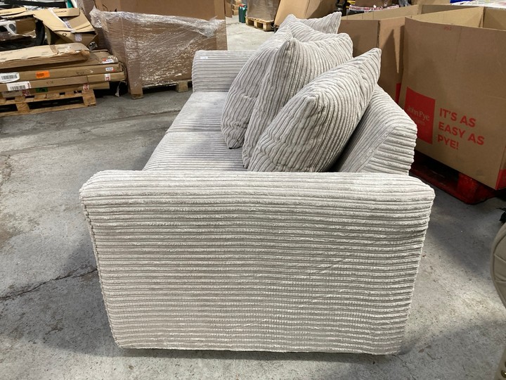 Lot 8  
            Marchington SR17 - Delivery or Collection 

                
3 SEATER JUMBO CORD SOFA IN SILVER GREY FABRIC: LOCATION - B1 - Image 3