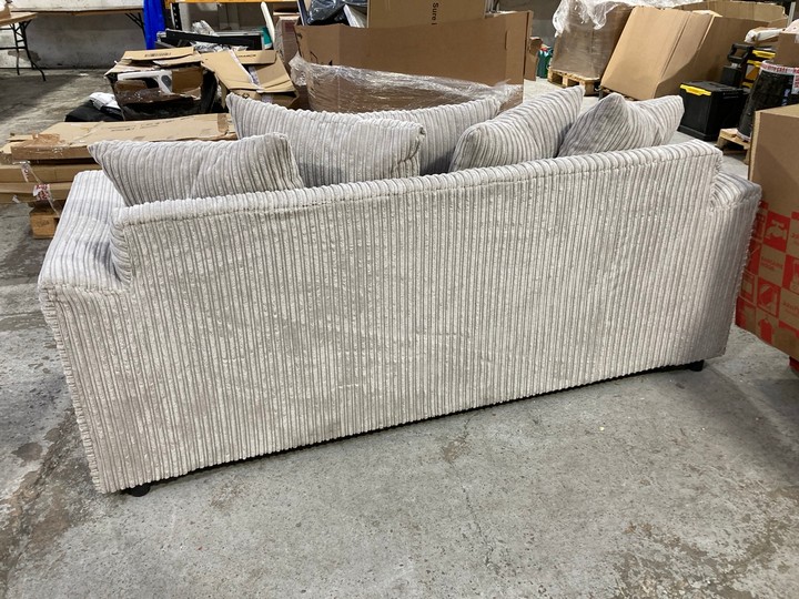 Lot 8  
            Marchington SR17 - Delivery or Collection 

                
3 SEATER JUMBO CORD SOFA IN SILVER GREY FABRIC: LOCATION - B1 - Image 4