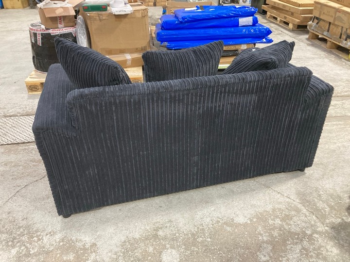 Lot 9  
            Marchington SR17 - Delivery or Collection 

                
2 SEATER JUMBO CORD SOFA IN CHARCOAL BLACK FABRIC: LOCATION - B2 - Image 4