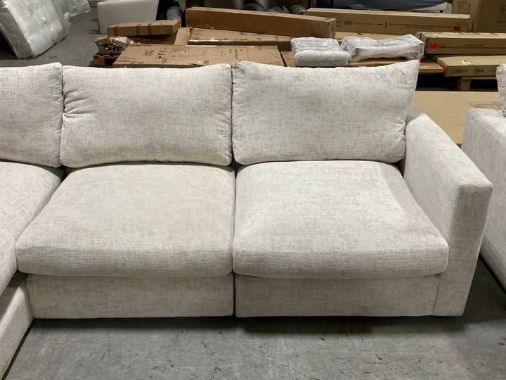 Lot 100  
            Marchington SR10 - Delivery or Collection 

                
OAK FURNITURELAND MALVERN 3 SEATER MODULAR CHAISE END CORNER SOFA IN BEIGE FABRIC...