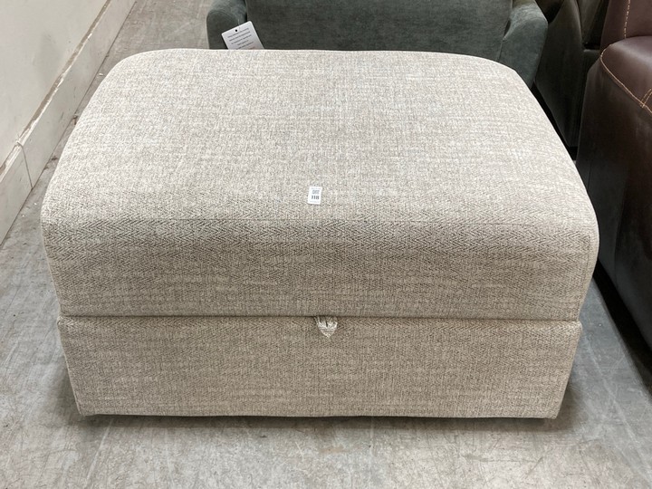 Lot 118  
            Marchington SR10 - Delivery or Collection 

                
OAK FURNITURELAND MORGAN STORAGE FOOTSTOOL IN SANTOS SILVER - ORIGINAL RRP £499.9...