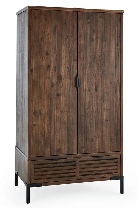 Lot 126  
            Marchington SR10 - Delivery or Collection 

                
OAK FURNITURELAND DETROIT DARK HARDWOOD AND METAL DOUBLE WARDROBE - ORIGINAL RRP ...