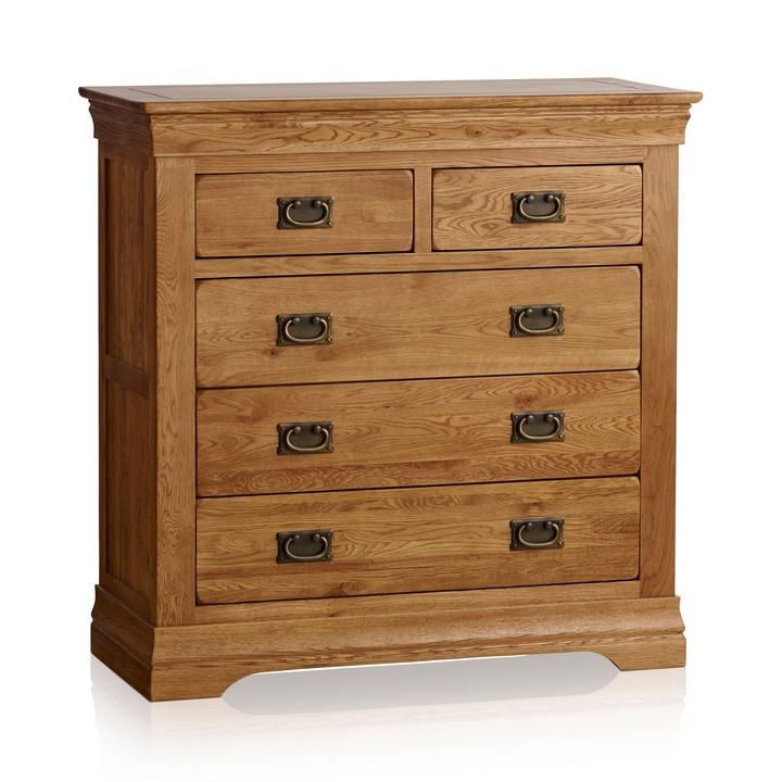 Lot 141  
            Marchington SR10 - Delivery or Collection 

                
OAK FURNITURELAND FRENCH FARMHOUSE RUSTIC SOLID OAK 3+2 DRAWER CHEST - ORIGINAL R...