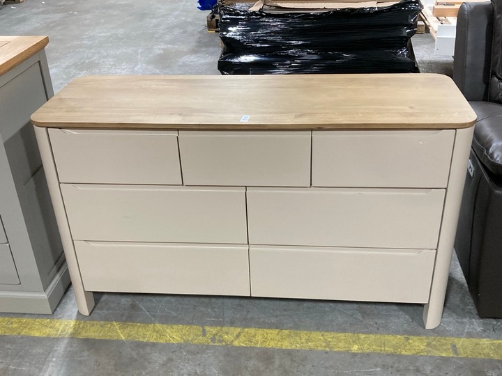 Lot 162  
            Marchington SR10 - Delivery or Collection 

                
OAK FURNITURELAND OTTO 7 DRAWER CHEST IN SMOKED OAK AND CASHMERE PAINTED FINISH -...