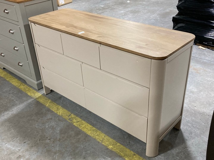 Lot 162  
            Marchington SR10 - Delivery or Collection 

                
OAK FURNITURELAND OTTO 7 DRAWER CHEST IN SMOKED OAK AND CASHMERE PAINTED FINISH -...