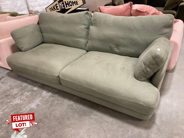 Lot 175  
            Marchington SR10 - Delivery or Collection 

                
LOAF.COM SMITHY LARGE 3 SEATER SOFA IN SAGE SPRIG CLEVER SLUBBY COTTON - ORIGINAL...