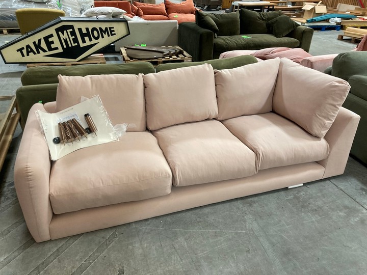 Lot 176  
            Marchington SR10 - Delivery or Collection 

                
LOAF.COM SQUISHMEISTER LARGE 3 SEATER CORNER SOFA SECTION IN PRESSED PETALS CLEVE...
