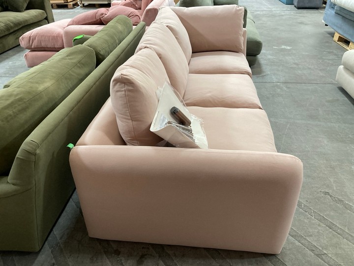 Lot 176  
            Marchington SR10 - Delivery or Collection 

                
LOAF.COM SQUISHMEISTER LARGE 3 SEATER CORNER SOFA SECTION IN PRESSED PETALS CLEVE...
