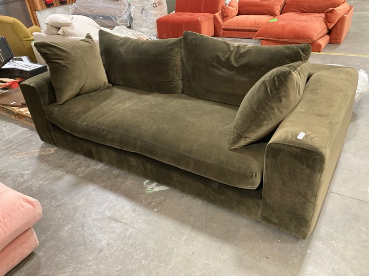 Lot 180  
            Marchington SR10 - Delivery or Collection 

                
LOAF.COM BIG EASY LARGE 3 SEATER SOFA IN WINE BOTTLE CLEVER VELVET - ORIGINAL RRP...