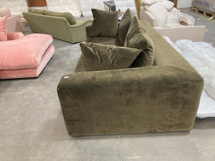 Lot 180  
            Marchington SR10 - Delivery or Collection 

                
LOAF.COM BIG EASY LARGE 3 SEATER SOFA IN WINE BOTTLE CLEVER VELVET - ORIGINAL RRP...